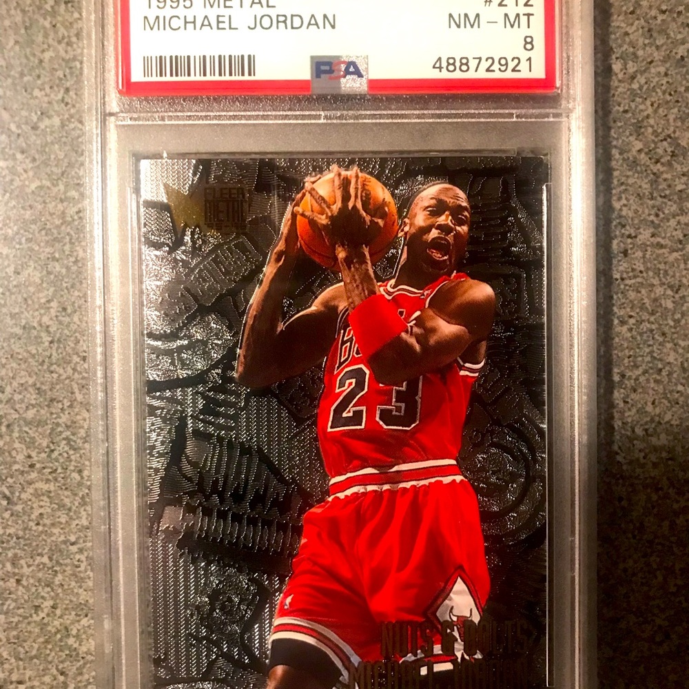 1995-96 Fleer Metal Michael Jordan Nuts & Bolts PSA 8 Chicago Bulls #212 G11